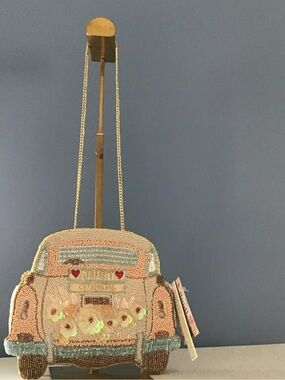 New Beaded Pastel Car-Shaped ‘Just Married’ Mini Crossbody Bag in Pink and Blue
